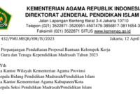 Perpanjangan Pendaftaran Proposal Bantuan POKJA GTK Madrasah Tahun 2023